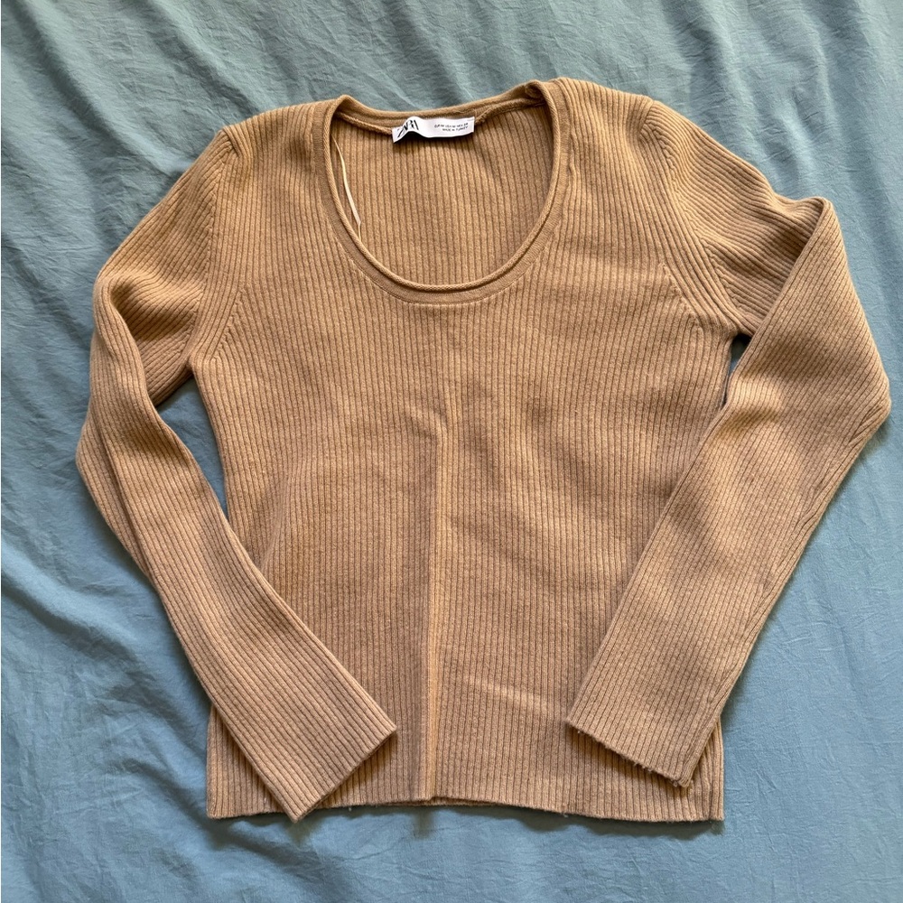 Zara ribbed brown long sleeve